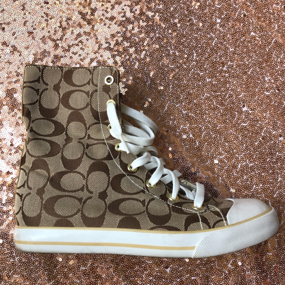 COACH Canvas Hightop Sneakers 7.5